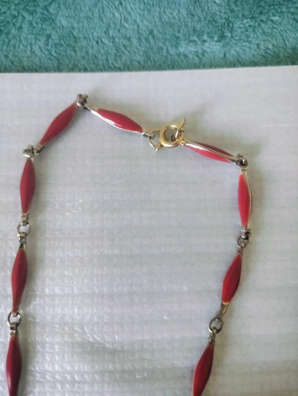 Vintage Red Enamel & Gold-Tone Triple Tiered Pendant Necklace